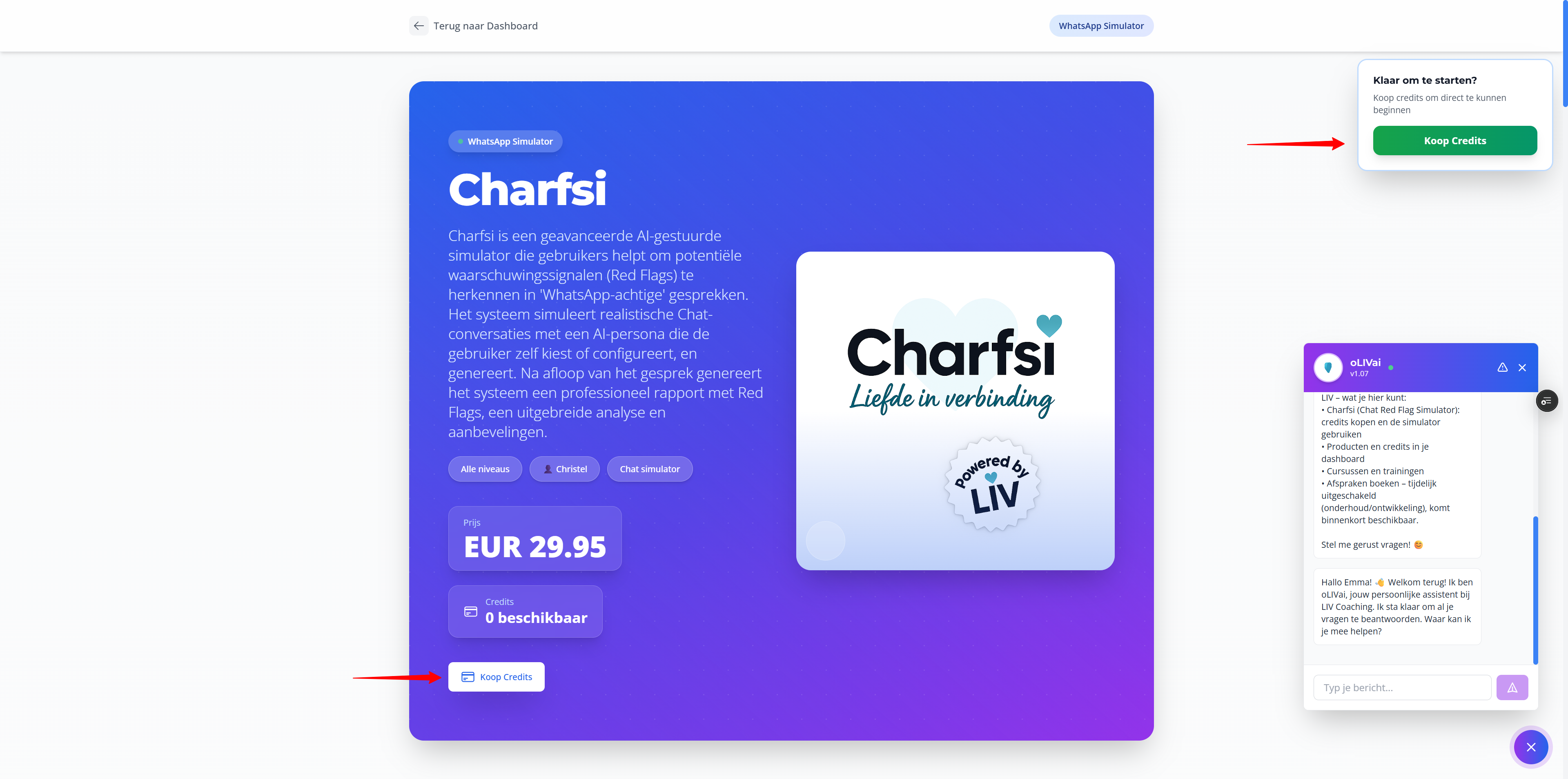 Stap 2: Credits kopen β Pakket selecteren: Screenshot: credits-pakketten