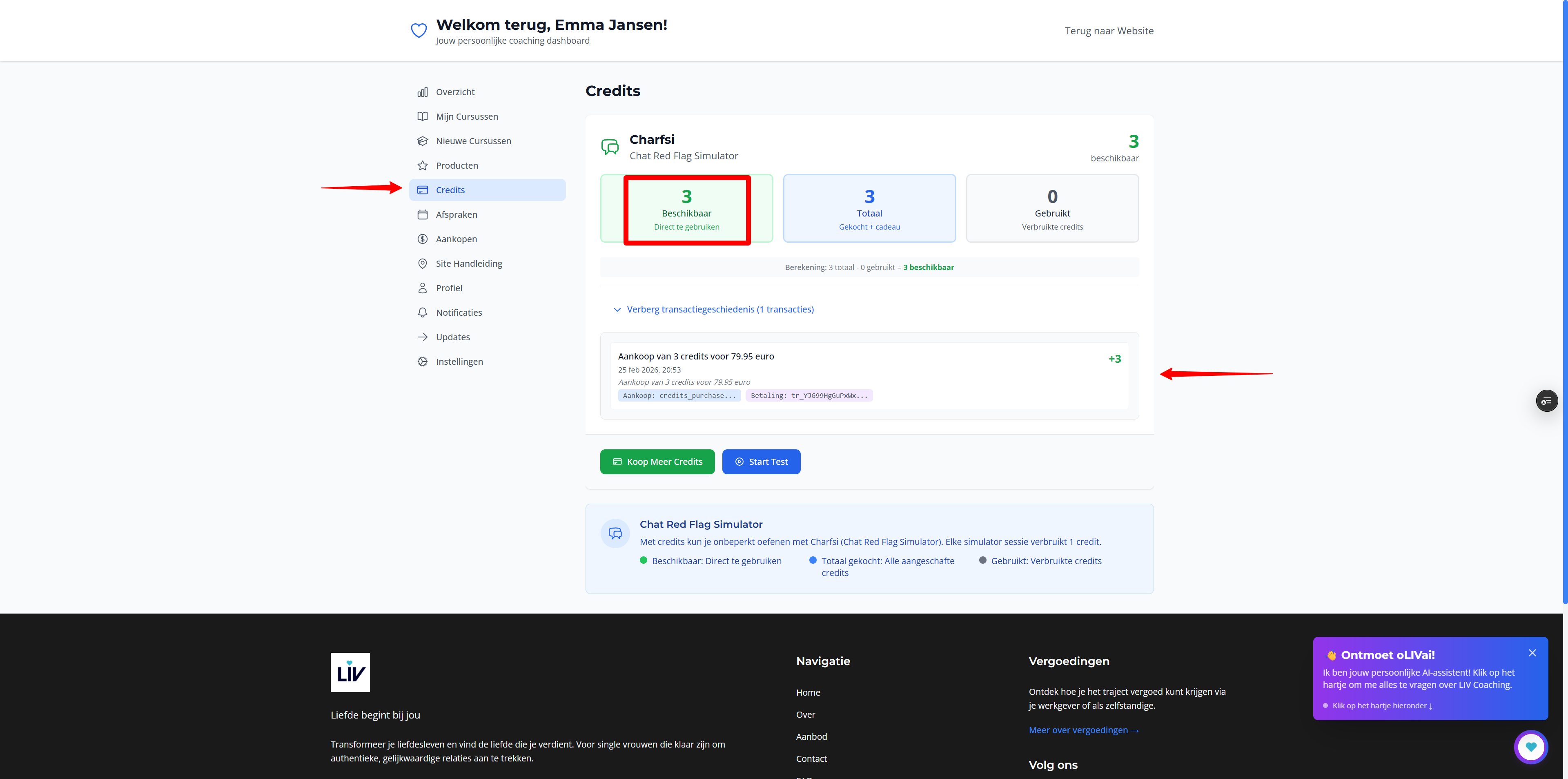 Stap 2: Credits kopen β Pakketoverzicht: Screenshot: credits-pakketten