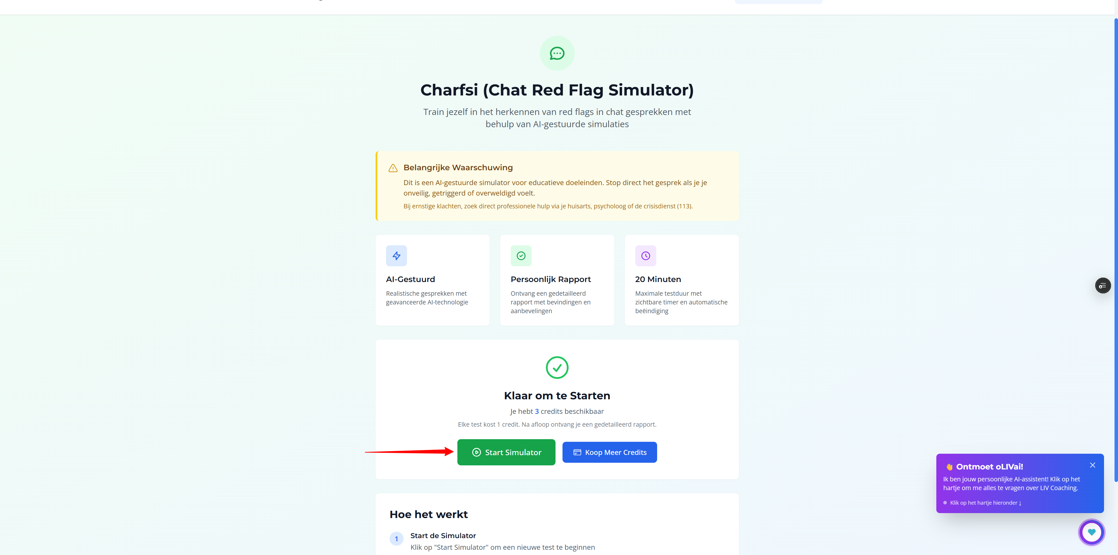 Stap 3: Start Simulator β Screenshot: wachtrij of redirect