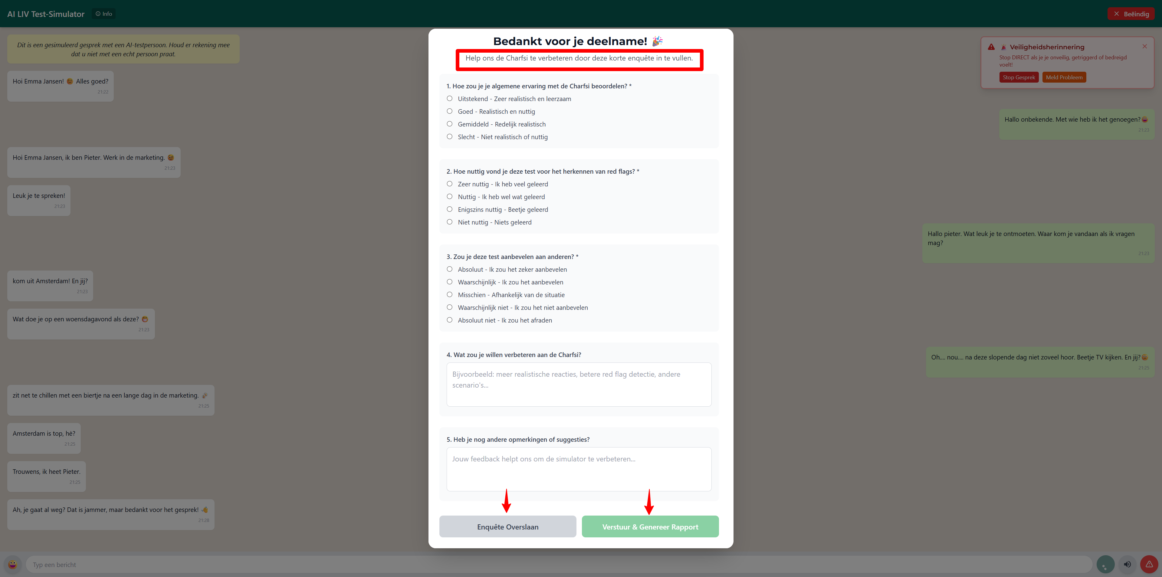 Stap 6: Gesprek afronden β Chat in actie: Screenshot: chat-interface in actie