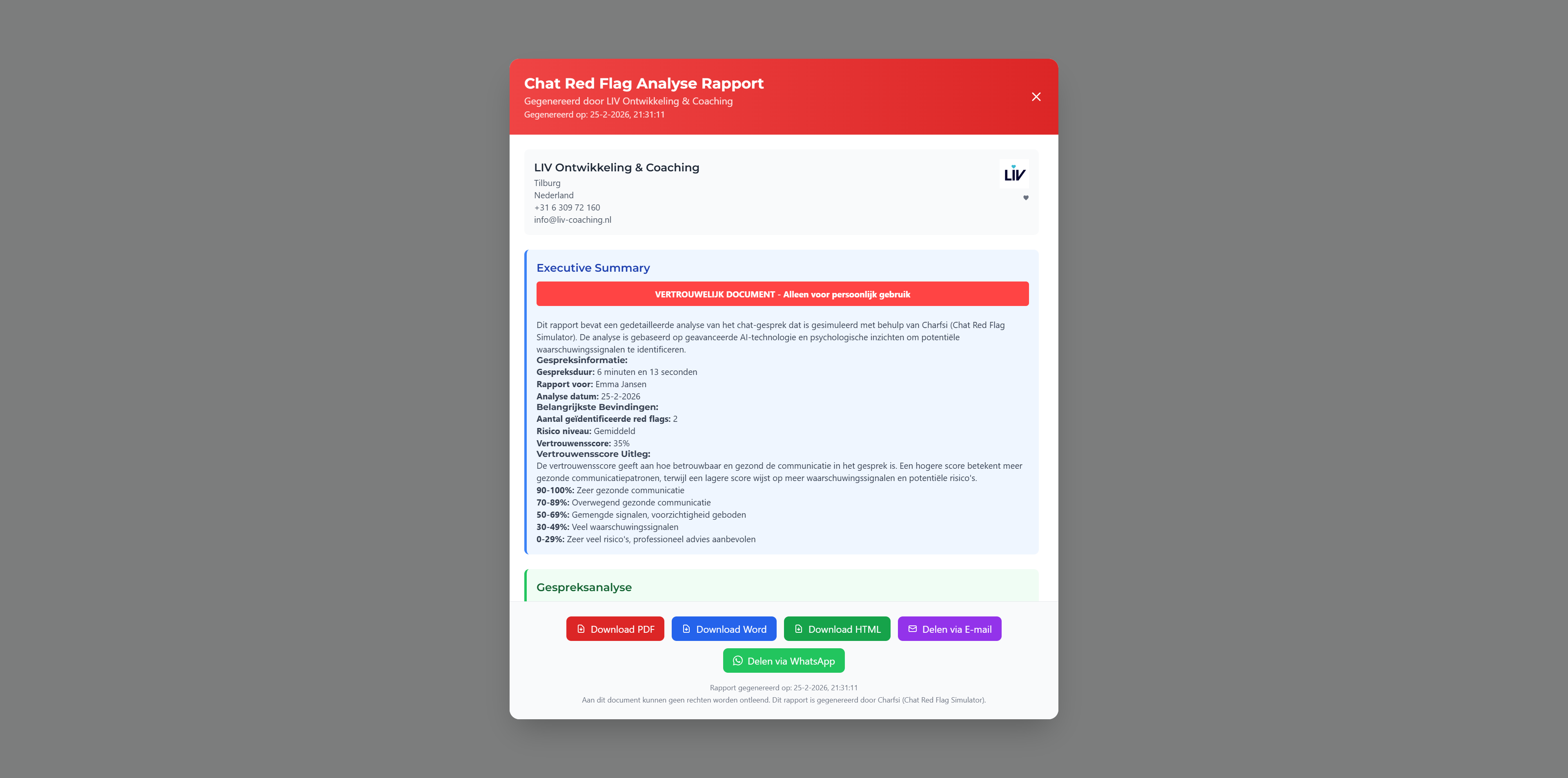 Stap 6: Gesprek afronden β AI reageert: Screenshot: chat-interface in actie
