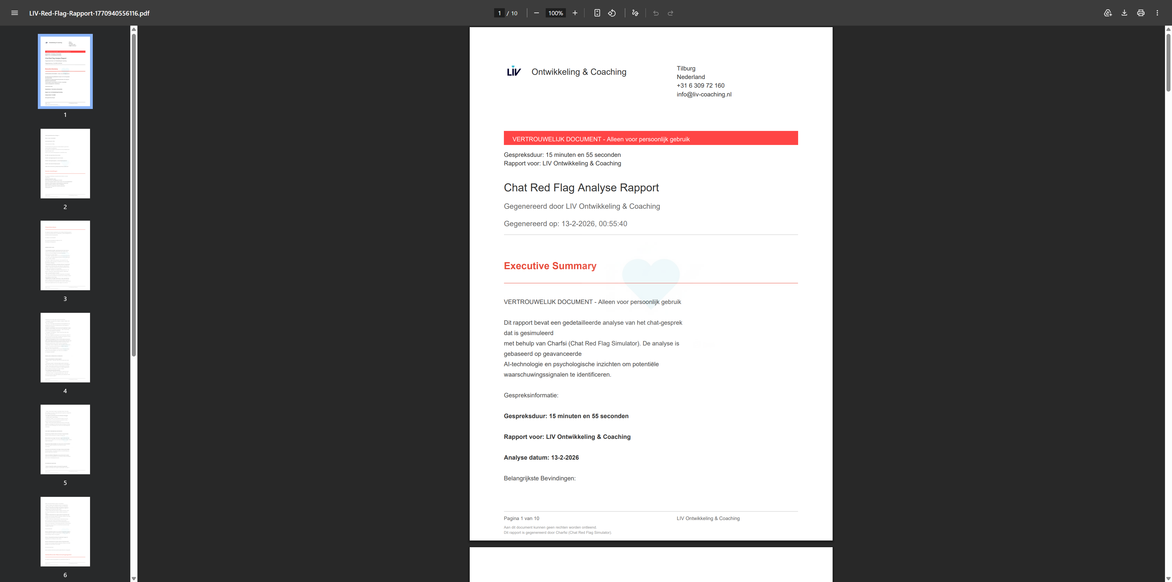 Stap 7: Rapport ontvangen β Rapport per e-mail: Screenshot: rapport of e-mailbevestiging